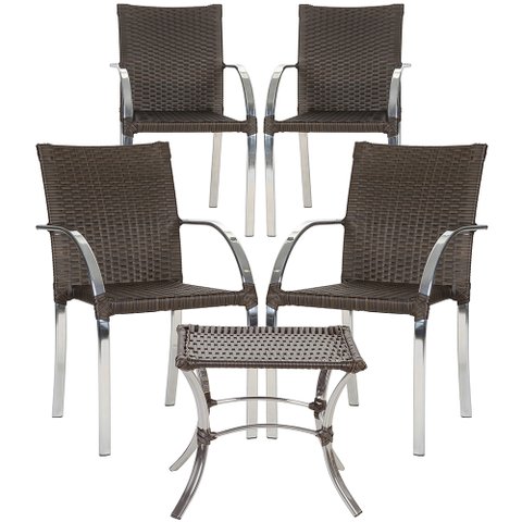 Jogo de 4 Cadeiras Ascoli com Mesa de Centro Chocolate