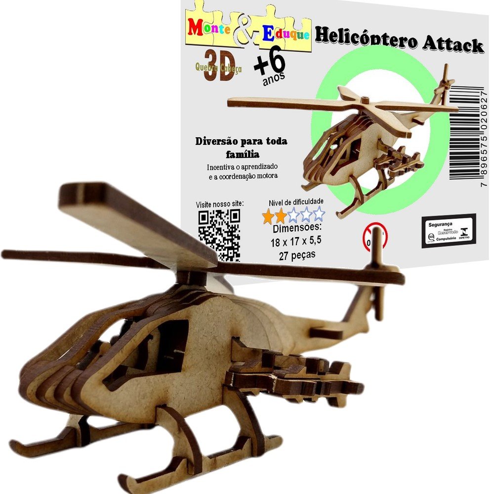 Quebra-cabeça infantil helicóptero