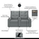 Ver imagem 4 de Poltrona do Papai Reclinável Sala de Cinema Movie 2 Lugares Manual Baú USB PU Cinza G23 Gran Belo Mo