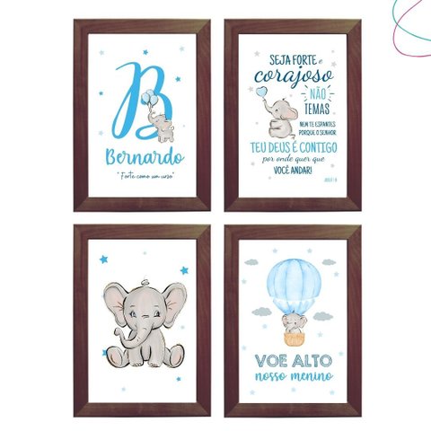 Quadros Decorativos Infantil Elefantinho Baby no Balão:tabaco