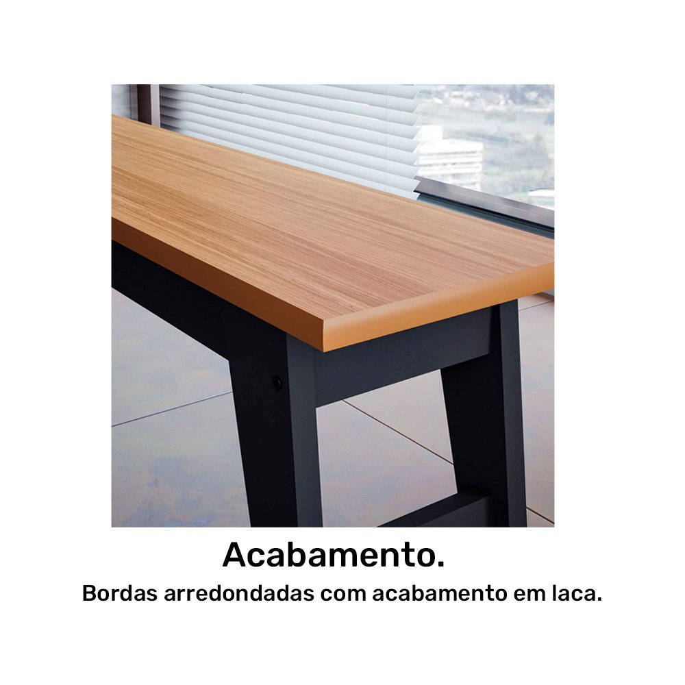 Banco Aurora 130 cm 100% MDF Cimol Chumbo/Nature i - 5