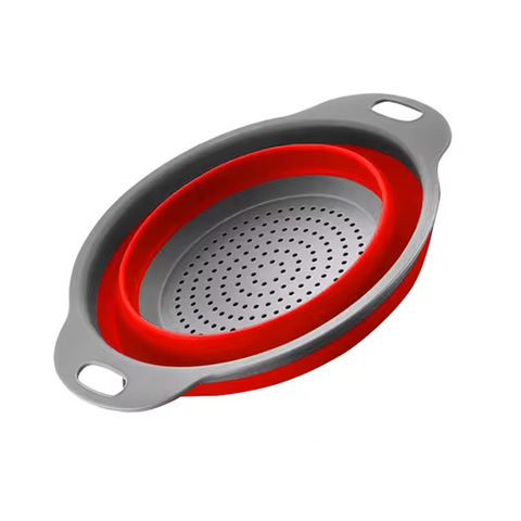Escorredor de Alimentos Retratil 1 Unidade P Macarrão Vegetais na Cor Vermelho 24 cm
