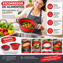 Ver imagem 3 de Escorredor de Alimentos Retratil 1 Unidade P Macarrão Vegetais na Cor Vermelho 24 cm