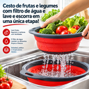 Ver imagem 5 de Escorredor de Alimentos Retratil 1 Unidade P Macarrão Vegetais na Cor Vermelho 24 cm