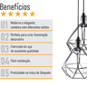 Lustre com 2 Pendentes Aramados Diamante - Cromado - 2-2100-11 - 4