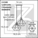 Ver imagem 6 de Lustre com 2 Pendentes Aramados Diamante - Cromado - 2-2100-11