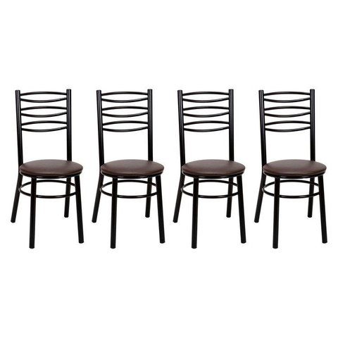 Conjunto 4 Cadeiras para Sala de Jantar Tradicional Pintada Preto/Marrom