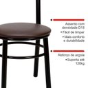 Ver imagem 6 de Conjunto 4 Cadeiras para Sala de Jantar Tradicional Pintada Preto/Marrom