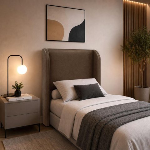 Cabeceira Solteiro Estofada Ideal para Cama Box 100cm Corino - Canela