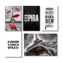 Ver imagem 1 de Kit 5 Placas Decorativas Cidades Paris Frases Mdf