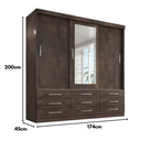 Ver imagem 4 de Guarda-Roupa Casal 3 Portas Correr 9 Gavetas com Espelho Capri