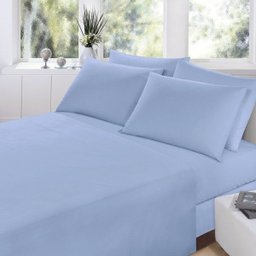 Jogo de Cama - King Size - Prata - 150 Fios - Azul 6547 - 4 Peças - 100% Algodão - Santista - 1