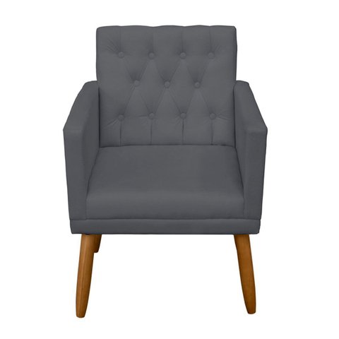 Poltrona Cadeira Capitone Decorativa para Sala de Estar Recepção Salão de Beleza Manicure Madeira Ma