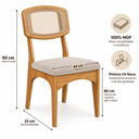 Ver imagem 3 de Conjunto 2 Cadeiras MDF Retrô com Encosto em Tela Sintética Freijó/Bege - Dalla Costa