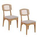 Ver imagem 2 de Conjunto 2 Cadeiras MDF Retrô com Encosto em Tela Sintética Freijó/Bege - Dalla Costa