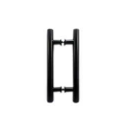Puxador H duplo 30x20cm tubular redondo para porta de vidro e portão - Preto - 1