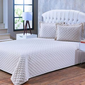 Colcha Matelassê - Casal - Ultrasônica - com Porta Travesseiros - Sicilia - Marfim - Rozac