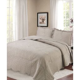 Colcha Bouti Bordada - Casal - com Porta Travesseiros - Mandala - Bege - Jolitex - 1