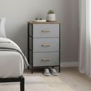 Ver imagem 4 de Cômoda Organizadora BSL3900 3 Gavetas Aço Puxador Madeira Cinza Ab Mídia