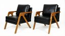 Ver imagem 2 de Kit 2 Poltronas Mona Luxo Madeira Maciça Corino Preto para Sala de Estar Decorativa Moderna
