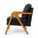 Ver imagem 3 de Kit 2 Poltronas Mona Luxo Madeira Maciça Corino Preto para Sala de Estar Decorativa Moderna