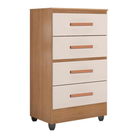 Cômoda 4 Gavetas Lite Nature Off White 56cm Quarto Mdp Telescópica