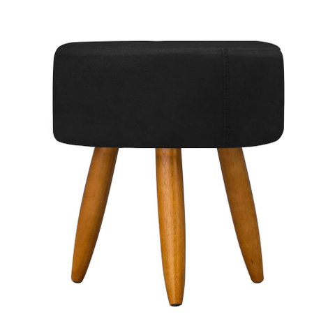 Puff Redondo Decorativo Pés Palitos Quarto - Preto