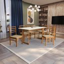 Ver imagem 1 de Conjunto Sala de Jantar Elisa em Madeira Maciça 6 Cadeiras Boucle Bege