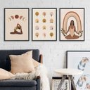 Ver imagem 2 de Kit 3 Quadros Decorativos Yoga- Poses 24x18cm - com Vidro:madeira Preta