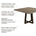 Ver imagem 3 de Mesa Jantar Retangular Isabela 120cm Tampo Freijó Base Madeira Maciça Castanho 4 Lugares Sala Jantar