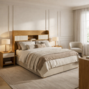 Ver imagem 1 de Cabeceira em Mdf Cama Casal Aurora Prateleira Organizadora Quarto Cama Box 147cm Montagem no Chão:na