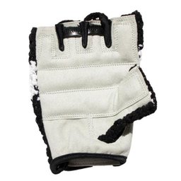 Luva Algodão Crochê Meio Dedo Branco e Preto Tam M - 3