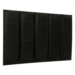 Cabeceira Solteiro Veludo Preto Placa Modulada Estofada Ripada Adesiva
