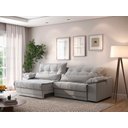 Ver imagem 2 de Sofá Retrátil e Reclinável com Molas Ensacadas e Carregador Usb Colosso 2,30m Linho Soft Prata -