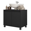 Ver imagem 1 de Gabinete Armário para Banheiro 2 Portas Clean Preto Caemmun