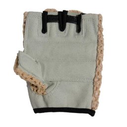 Luva Algodão Crochê Meio Dedo Marrom Claro tam. P - 3