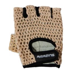 Luva Algodão Crochê Meio Dedo Marrom Claro tam. P - 2