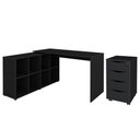 Ver imagem 1 de Mesa Escrivaninha em L Eron e Gaveteiro com Rodízios Mity A06 Preto - Mpozenato