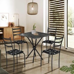 Jogo Sala de Jantar 1 Mesa 4 Cadeiras Preto Salvador Shop Jm - 1 Jogo Sala de Jantar 1 Mesa 4 Cadeiras Preto Salvador Shop Jm - 1