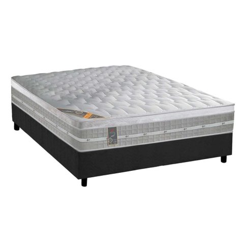 Cama Box Casal: Colchão Molas Pocket Ensacadas Castor Premium Gel + Base Crc Suede Gray (138x188)