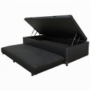 Ver imagem 1 de Cama Box Baú Solteiro com Auxiliar Conjugada | (188x88x42) - Corino Preto