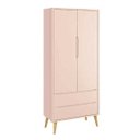 Ver imagem 1 de Guarda-roupa Retrô Theo 2 Portas + Pé Madeira Natural - Rosa