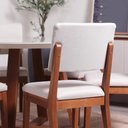 Ver imagem 4 de Conjunto de Jantar Mesa Redonda com Vidro Bennett 6 Cadeiras Ella - Natural C/ Off White