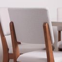 Ver imagem 5 de Conjunto de Jantar Mesa Redonda com Vidro Bennett 6 Cadeiras Ella - Natural C/ Off White