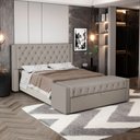 Ver imagem 2 de Cabeceira e Calçadeira Báu King Size Atena 195cm Capitonê Suede Bege - Abmaza