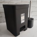 Ver mais imagens de Conjunto para Banheiro Lixeira de Pedal 12L Trium e Escova Sanitária com Suporte Dual Preto OU