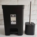 Ver imagem 2 de Conjunto para Banheiro Lixeira de Pedal 12L Trium e Escova Sanitária com Suporte Dual Preto OU