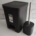 Ver imagem 7 de Conjunto para Banheiro Lixeira de Pedal 12L Trium e Escova Sanitária com Suporte Dual Preto OU