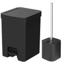 Ver imagem 1 de Conjunto para Banheiro Lixeira de Pedal 12L Trium e Escova Sanitária com Suporte Dual Preto OU