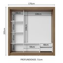 Ver imagem 6 de Guarda-roupa Casal 3 Portas de Correr com Espelho 2 Gavetas Rustic/branco Sublime Madesa Rustic/